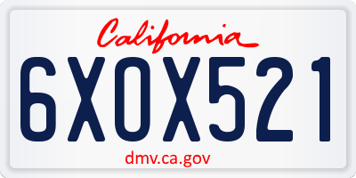 CA license plate 6XOX521
