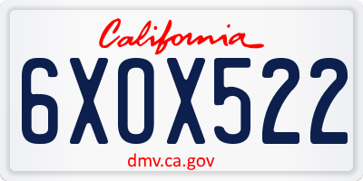 CA license plate 6XOX522