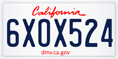 CA license plate 6XOX524