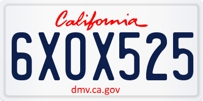 CA license plate 6XOX525