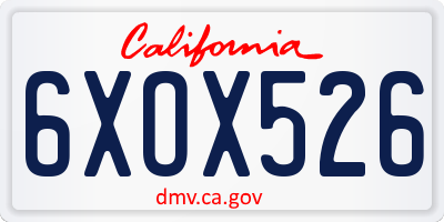 CA license plate 6XOX526