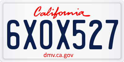 CA license plate 6XOX527