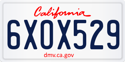 CA license plate 6XOX529