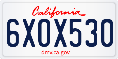 CA license plate 6XOX530