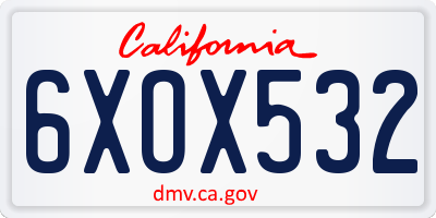 CA license plate 6XOX532