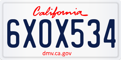 CA license plate 6XOX534