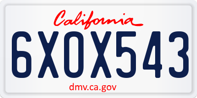 CA license plate 6XOX543