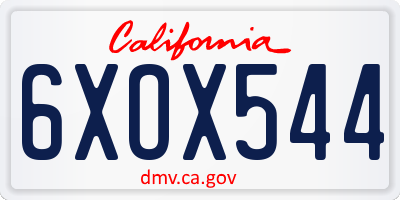 CA license plate 6XOX544