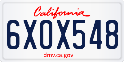 CA license plate 6XOX548