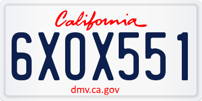 CA license plate 6XOX551