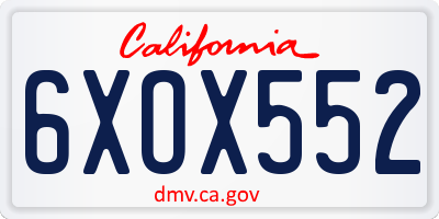 CA license plate 6XOX552