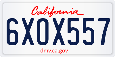 CA license plate 6XOX557