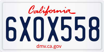 CA license plate 6XOX558
