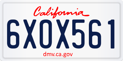 CA license plate 6XOX561
