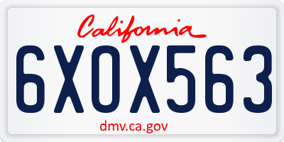 CA license plate 6XOX563