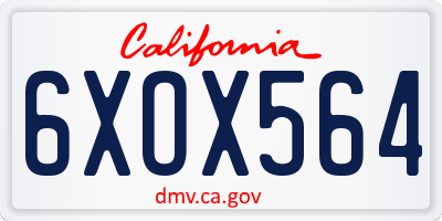 CA license plate 6XOX564