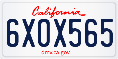CA license plate 6XOX565