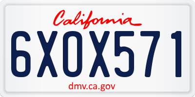 CA license plate 6XOX571