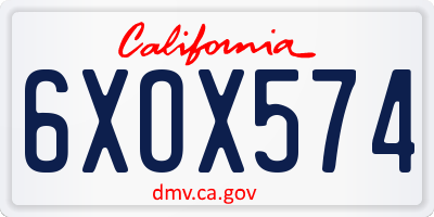CA license plate 6XOX574