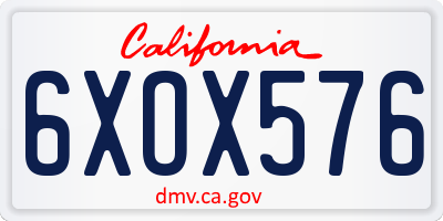 CA license plate 6XOX576