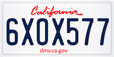CA license plate 6XOX577