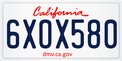 CA license plate 6XOX580