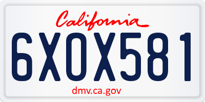 CA license plate 6XOX581