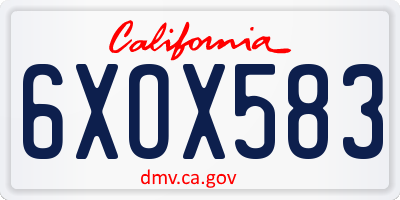 CA license plate 6XOX583