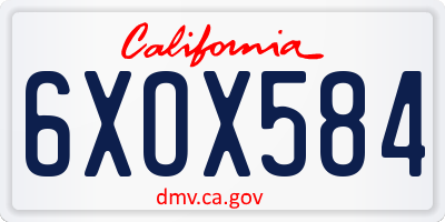 CA license plate 6XOX584