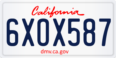 CA license plate 6XOX587