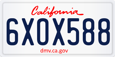 CA license plate 6XOX588