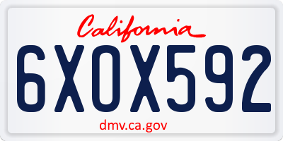 CA license plate 6XOX592
