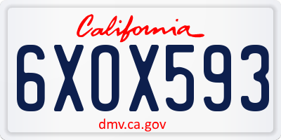 CA license plate 6XOX593