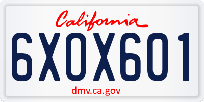 CA license plate 6XOX601
