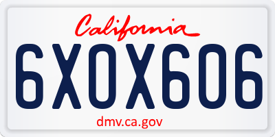 CA license plate 6XOX606