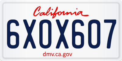 CA license plate 6XOX607