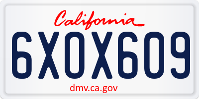 CA license plate 6XOX609