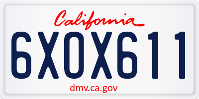 CA license plate 6XOX611