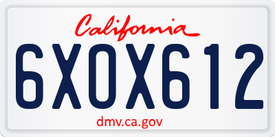 CA license plate 6XOX612