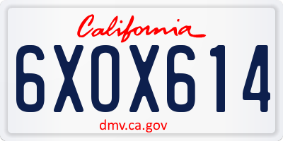CA license plate 6XOX614