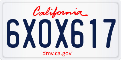 CA license plate 6XOX617