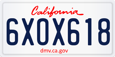CA license plate 6XOX618