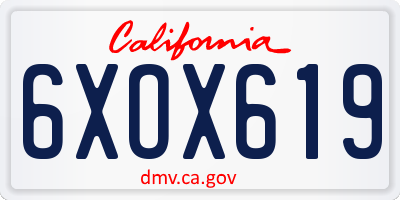 CA license plate 6XOX619