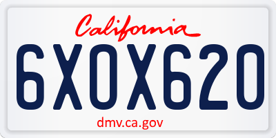 CA license plate 6XOX620