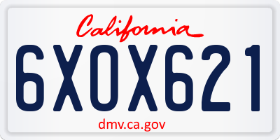 CA license plate 6XOX621