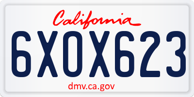 CA license plate 6XOX623