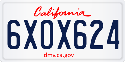 CA license plate 6XOX624