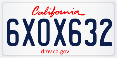 CA license plate 6XOX632