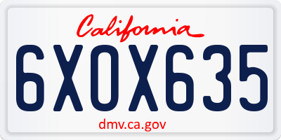 CA license plate 6XOX635