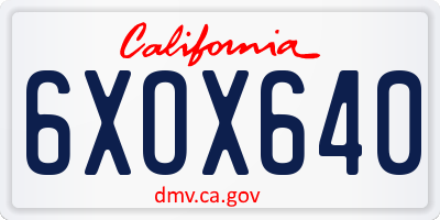 CA license plate 6XOX640